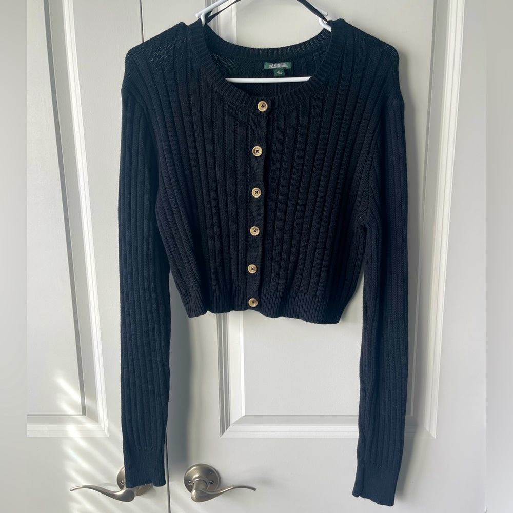 black button up sweater